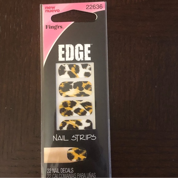 2pk Fing’rs Fingers Edge Adhesive Stuck on Nail Strips Zebra and Leopard Print - Picture 3 of 6